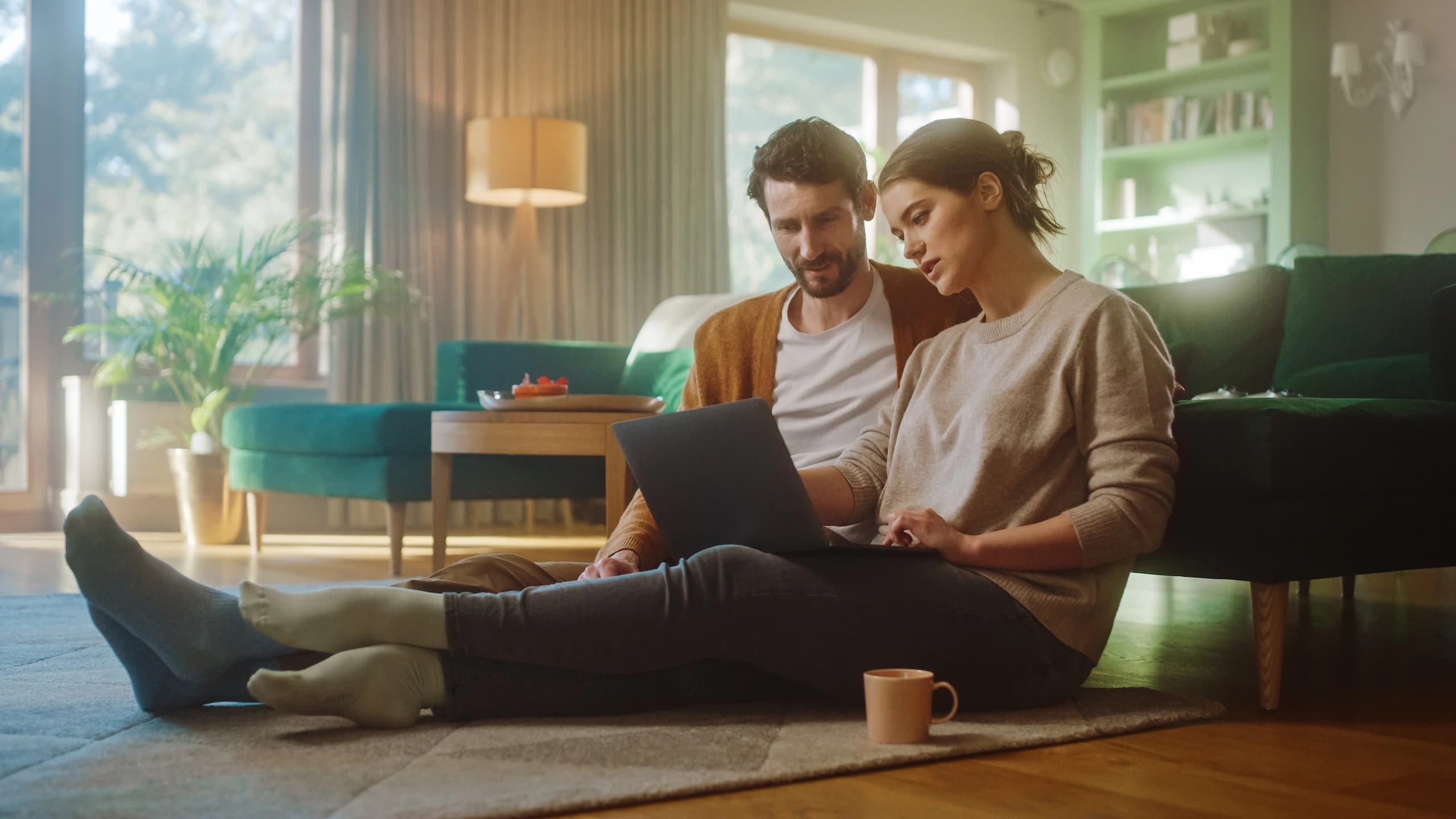 Couple planning finances together
